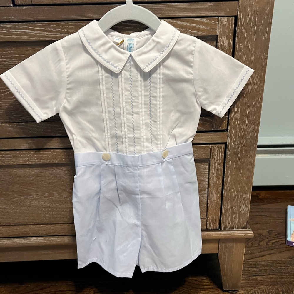 Feltman Bros White and Light Blue Boys Matching Set